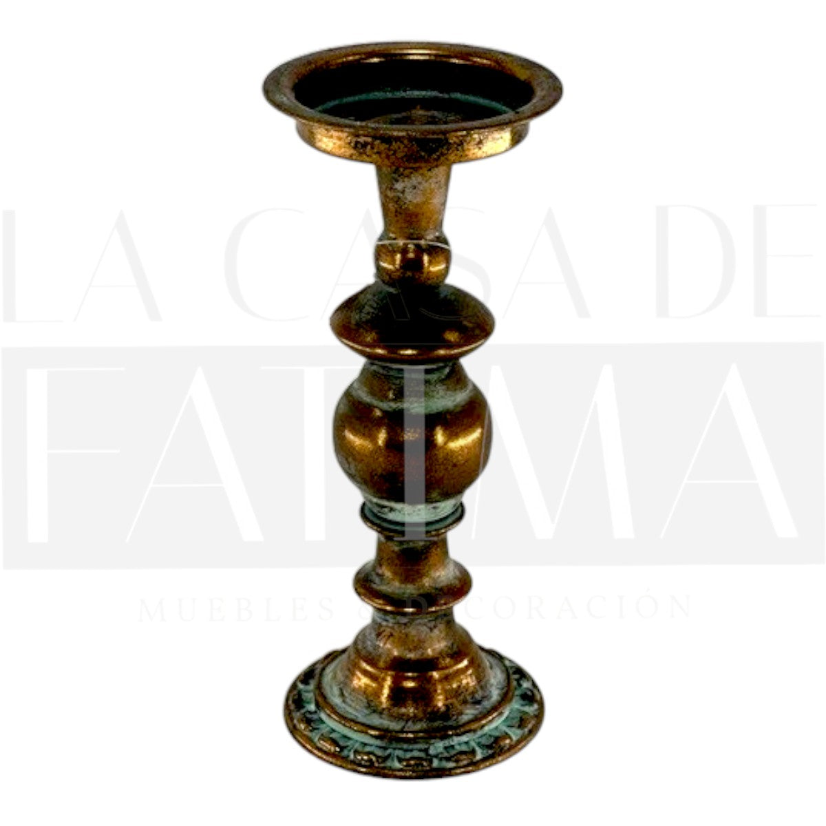 Candelabro Metálico Dorado Envejecido