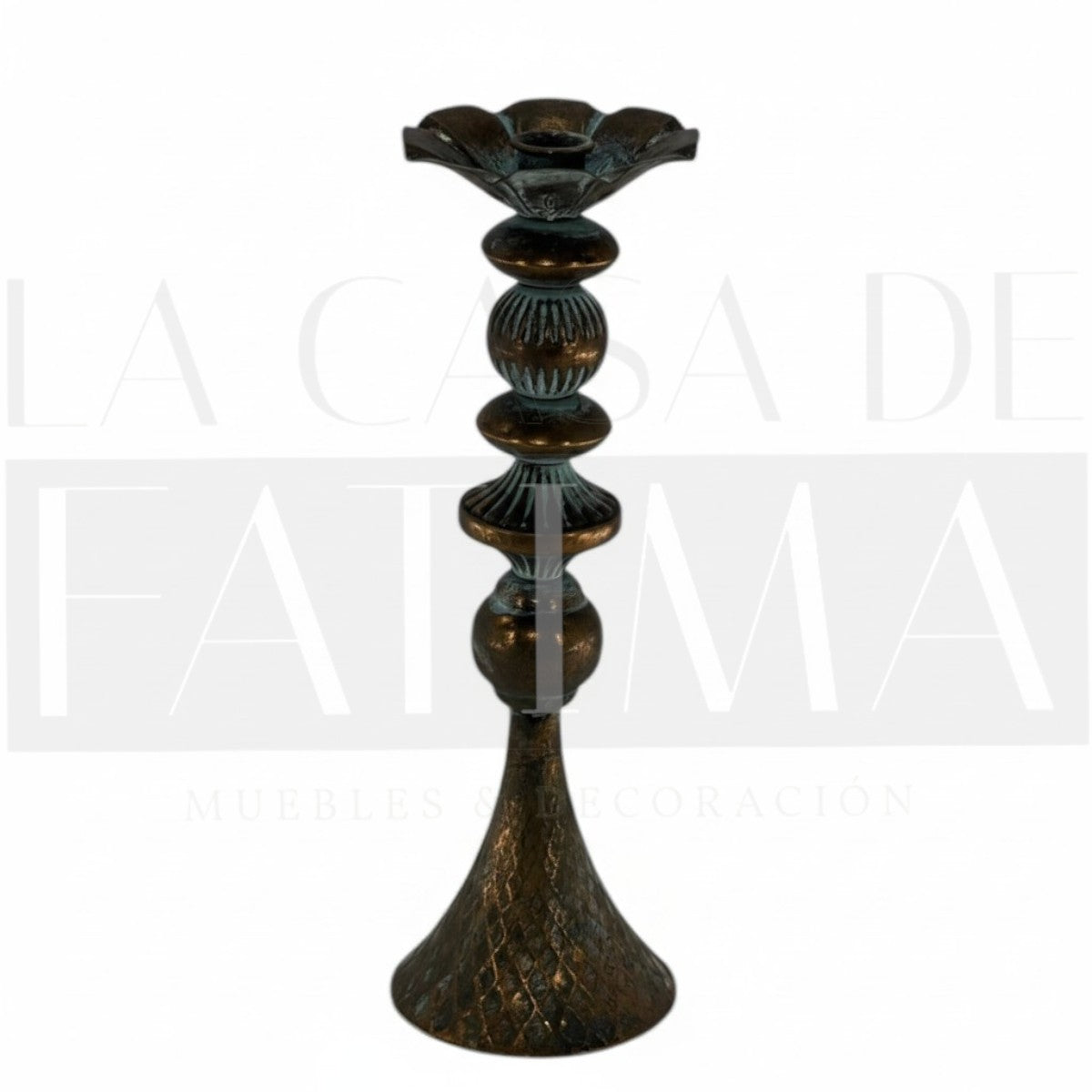 Candelabro Metálico color Bronce 1 vela
