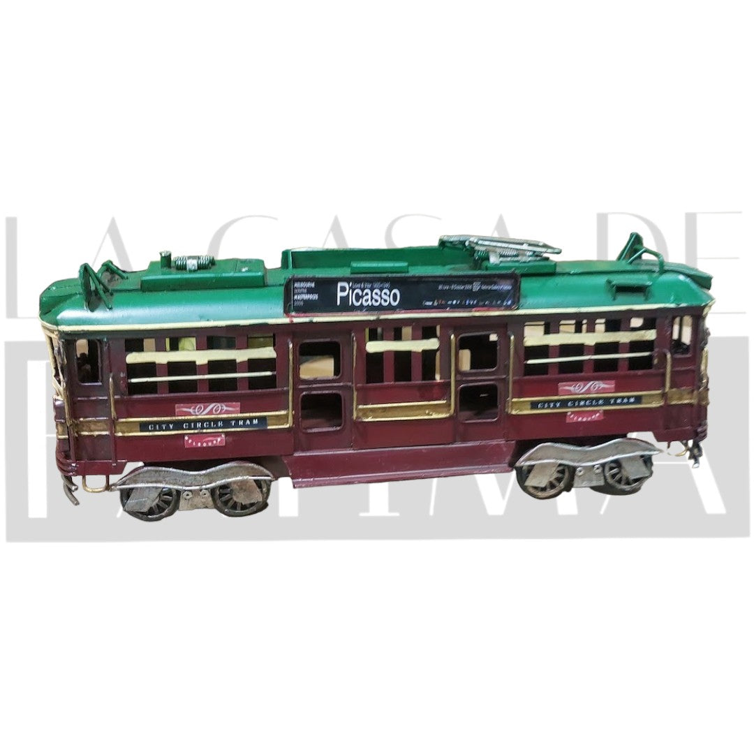 Figura Decorativa Tranvía Vintage Rojo