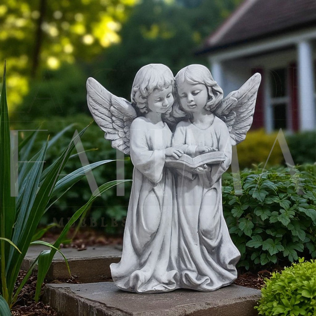 Figura Pareja de Ángeles leyendo