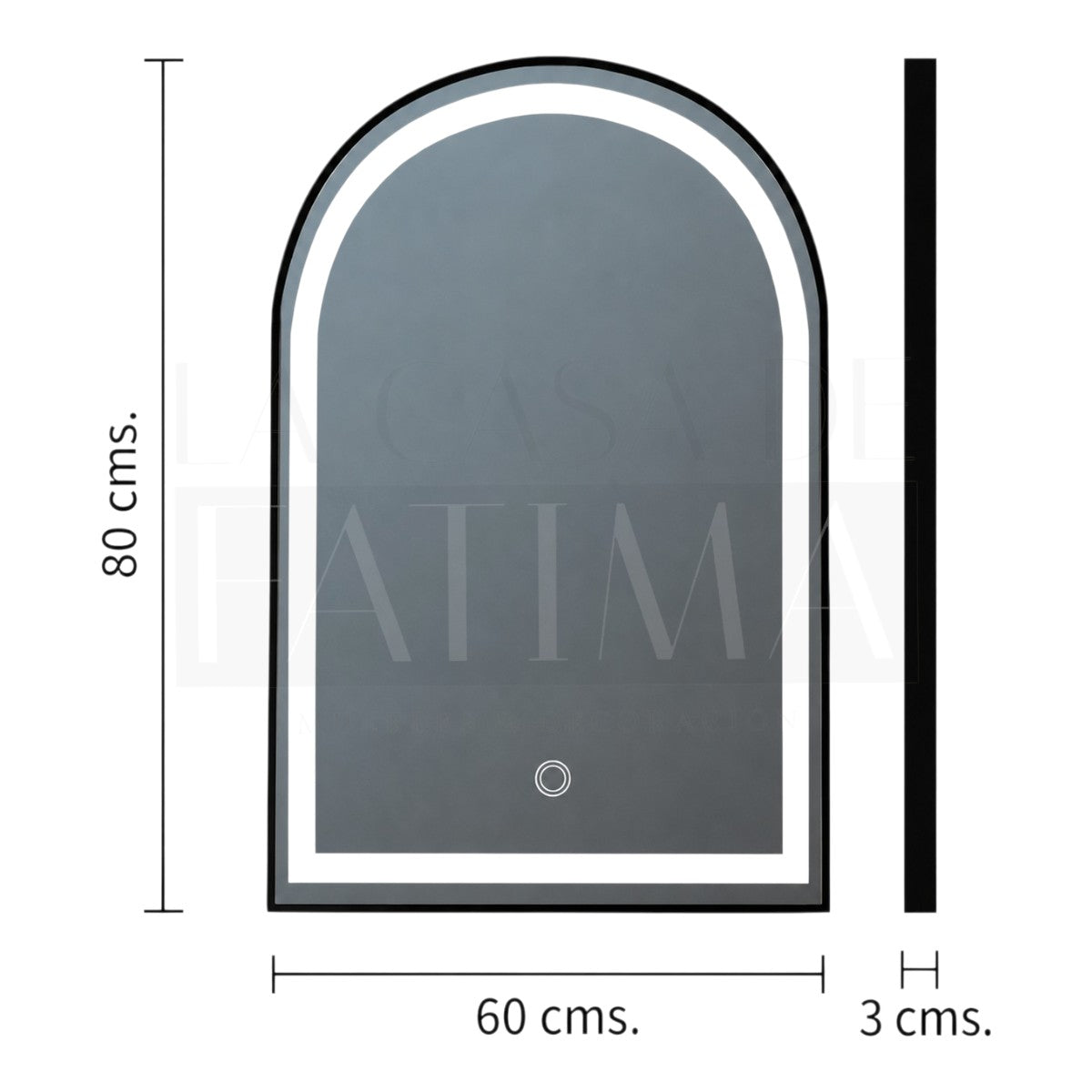 Espejo Arco LED Negro Touch 80x60 cm