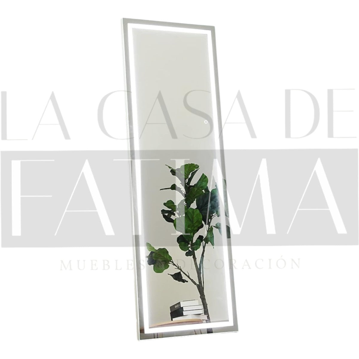 Espejo Dorado con Pedestal Rectangular LED