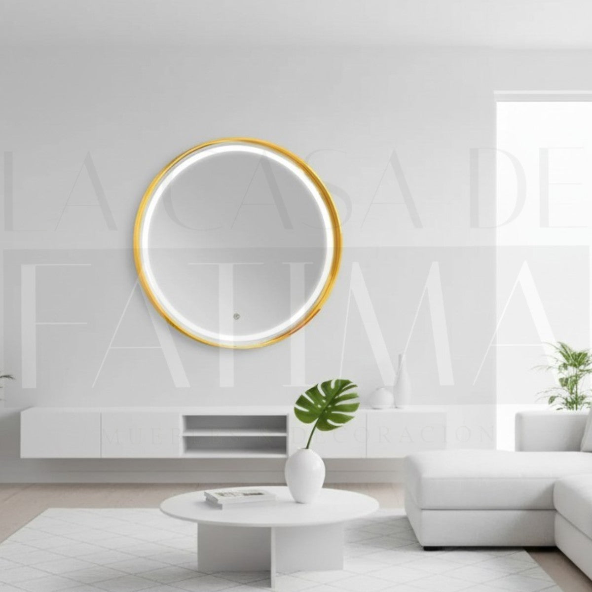 Espejo Circular LED Dorado 60 cm
