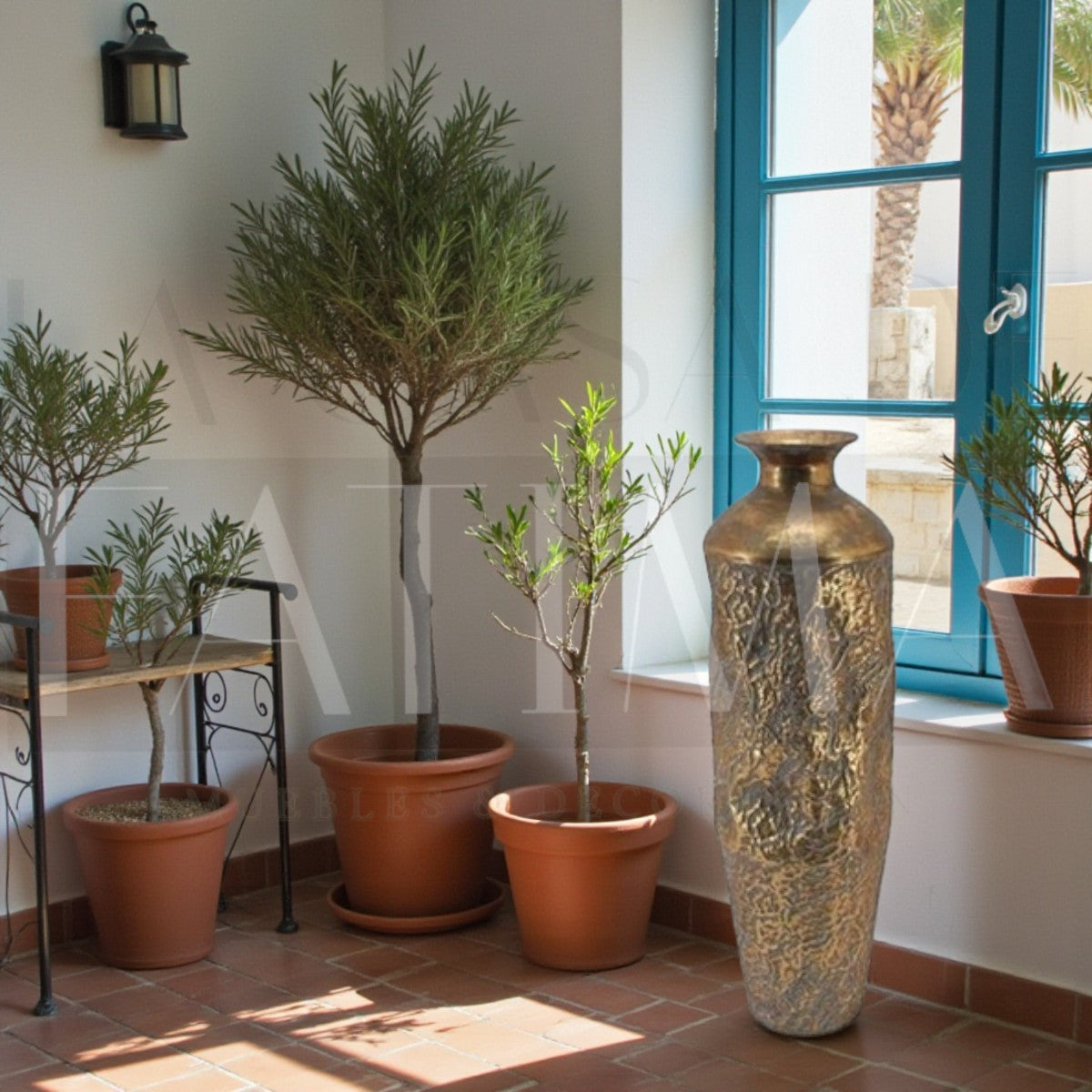 Vasija Metálica Texturada – 71 cm