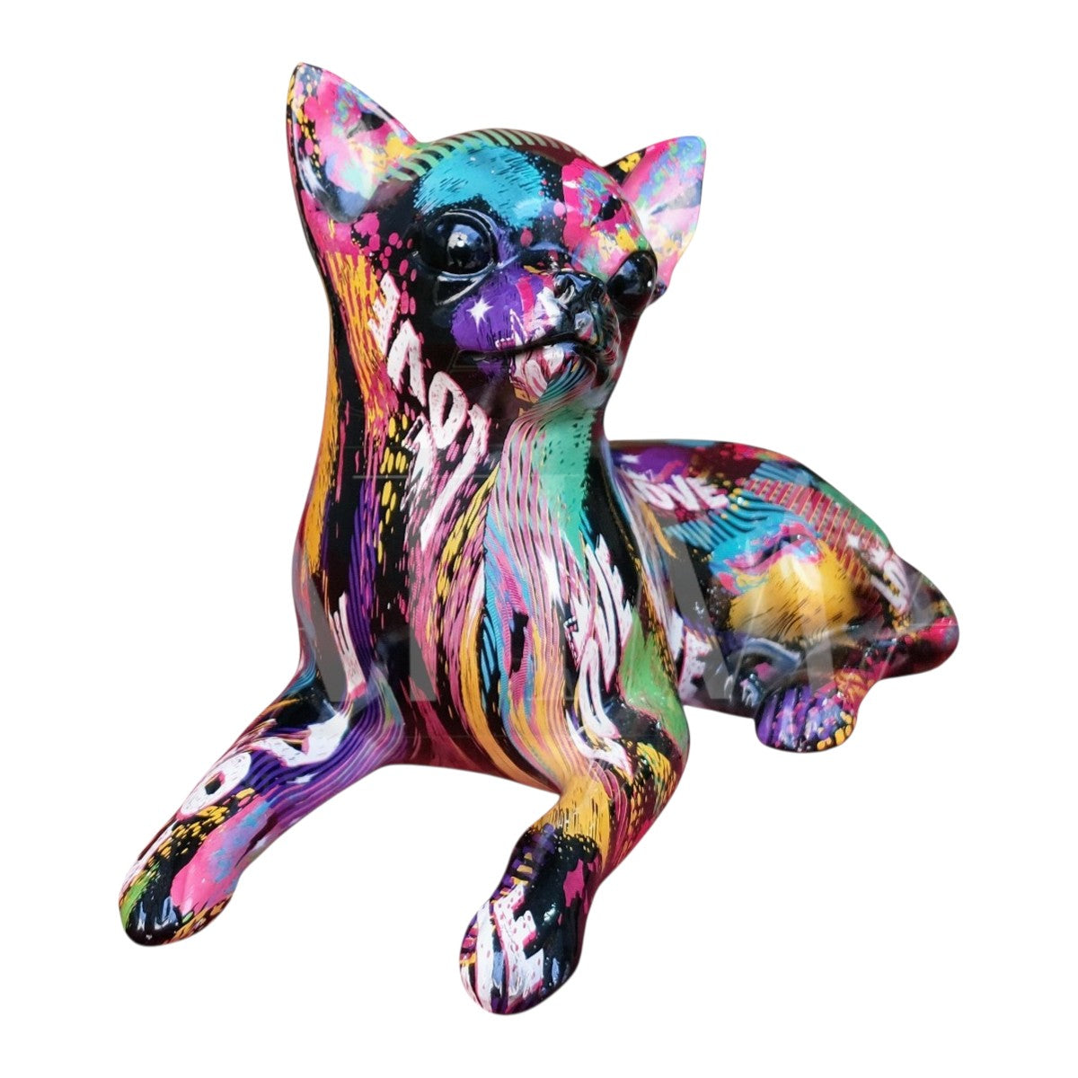 Figura Decorativa Chihuahua Graffiti Pop Art
