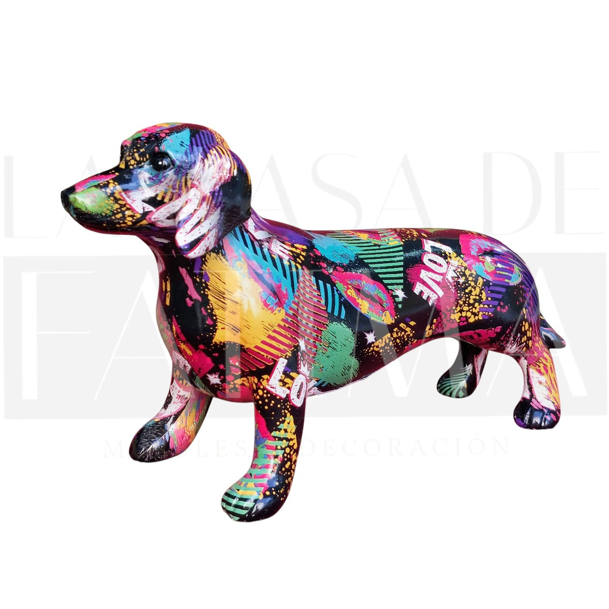 Figura Decorativa Perro Salchicha Graffiti Pop Art