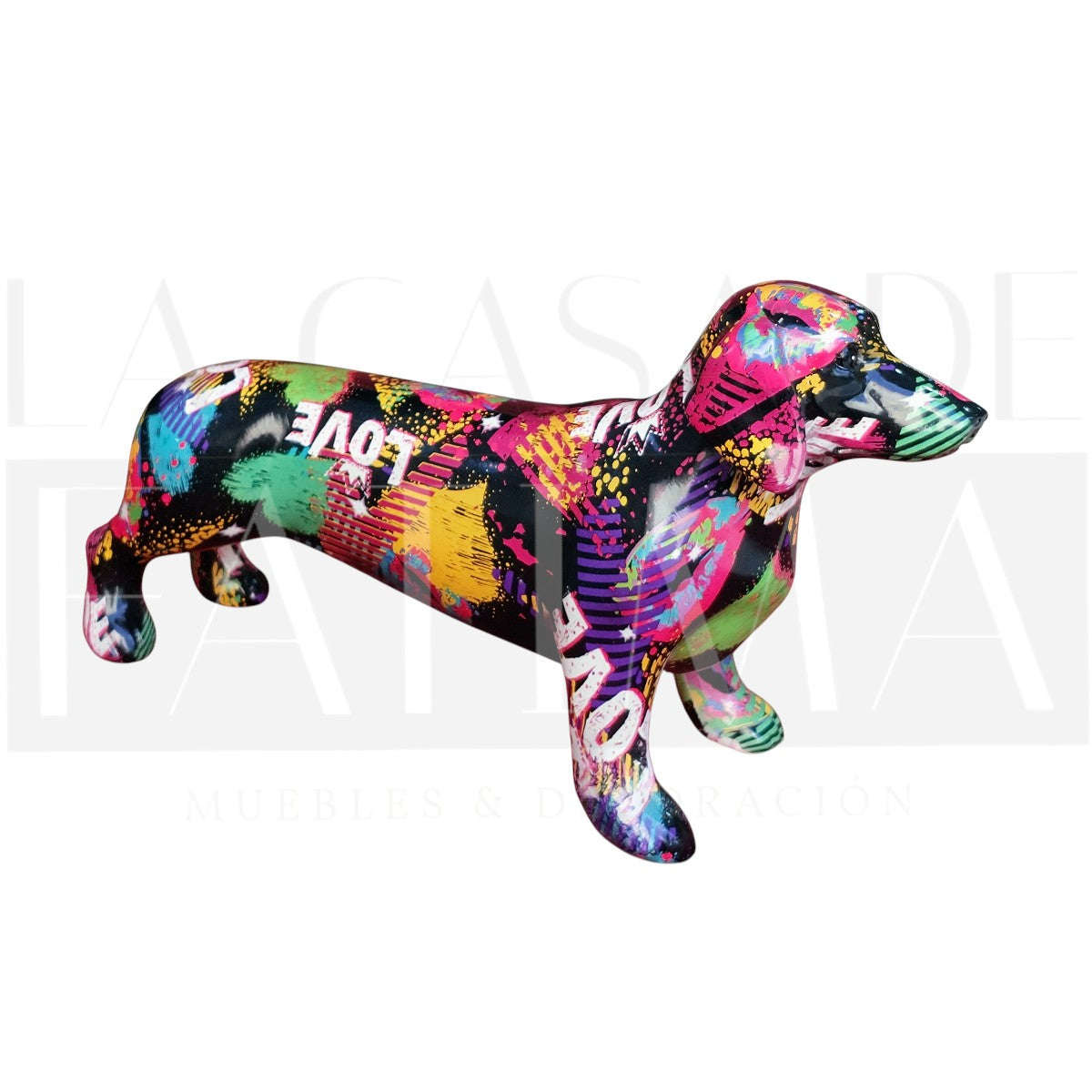Figura Decorativa Perro Salchicha Graffiti Pop Art