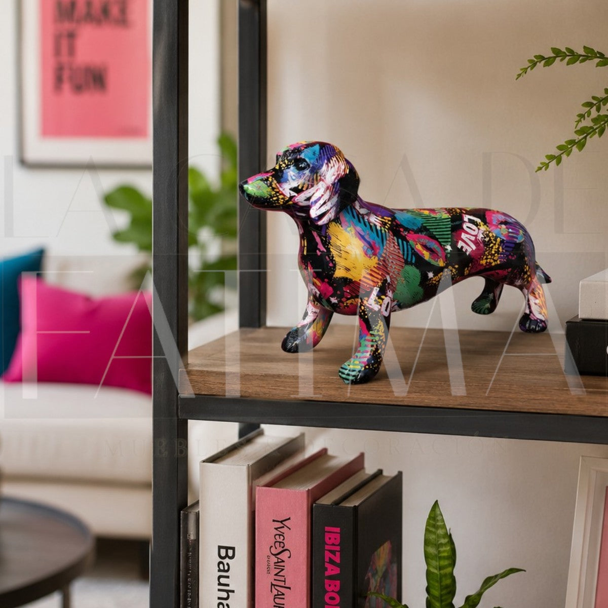 Figura Decorativa Perro Salchicha Graffiti Pop Art