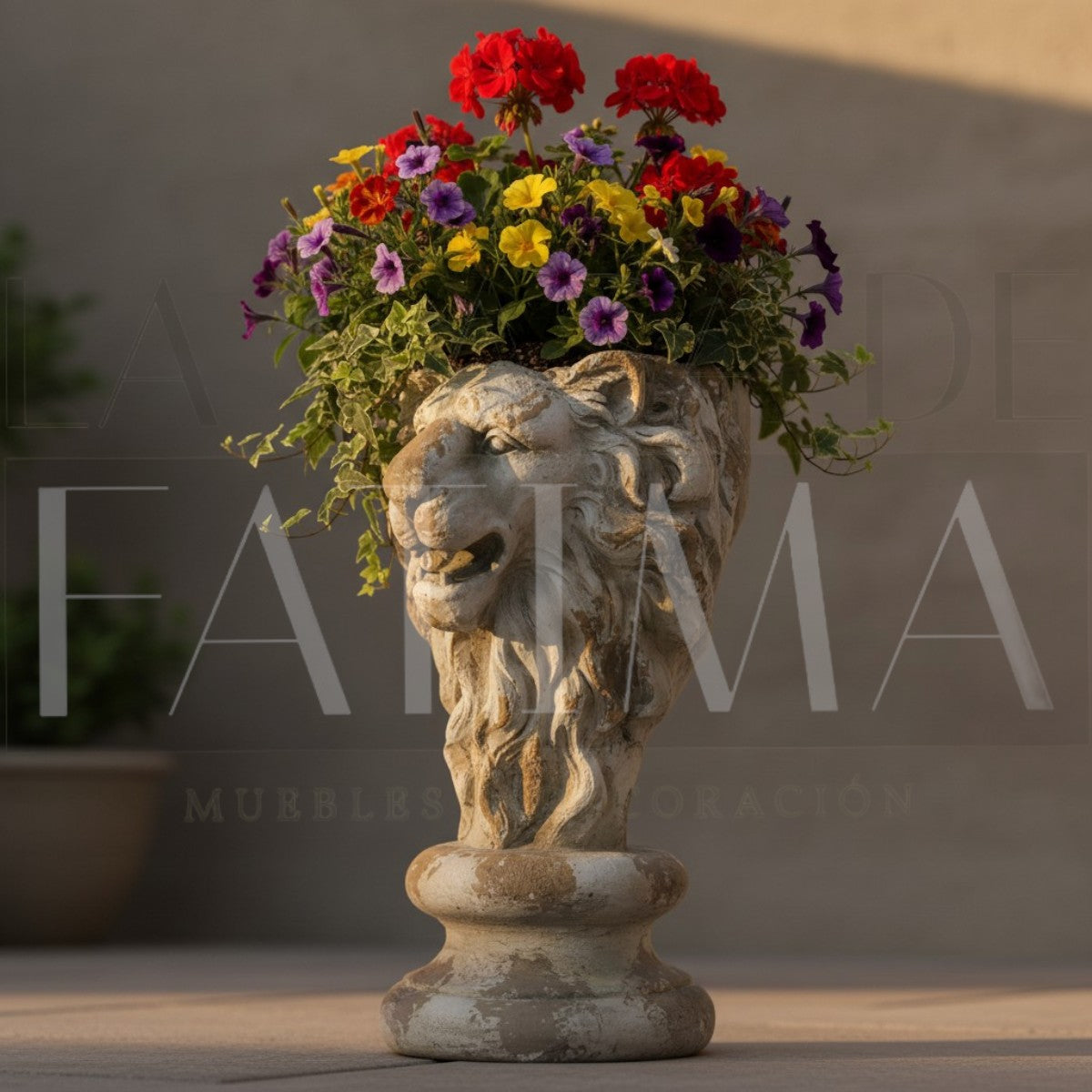 Maceta Busto de León en Pedestal