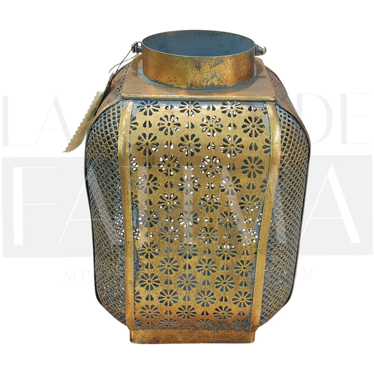 Fanal Metálico Calado Dorado