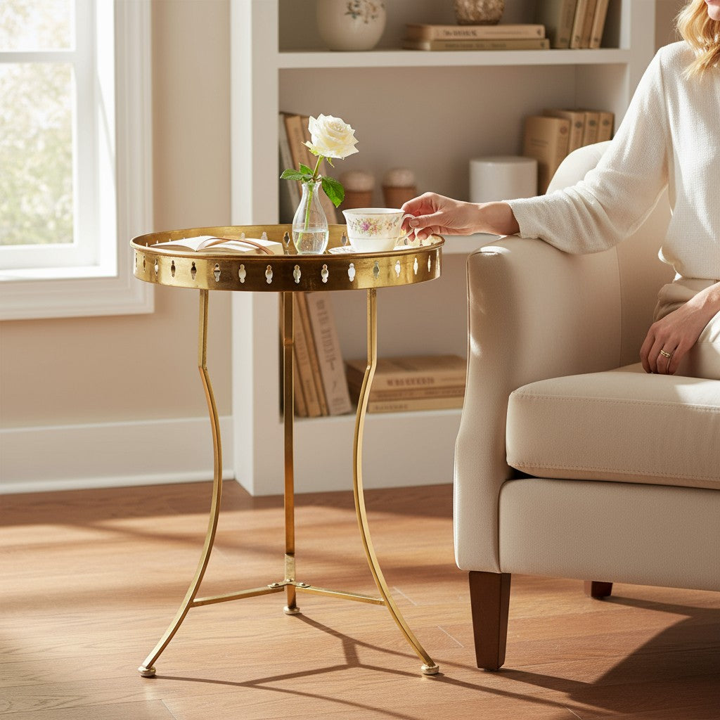 Mesa Auxiliar Metálica Dorada