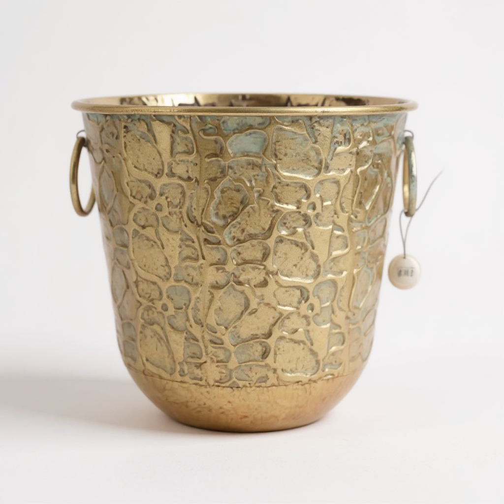Set de 2 Macetas Metálicas Doradas con Aros