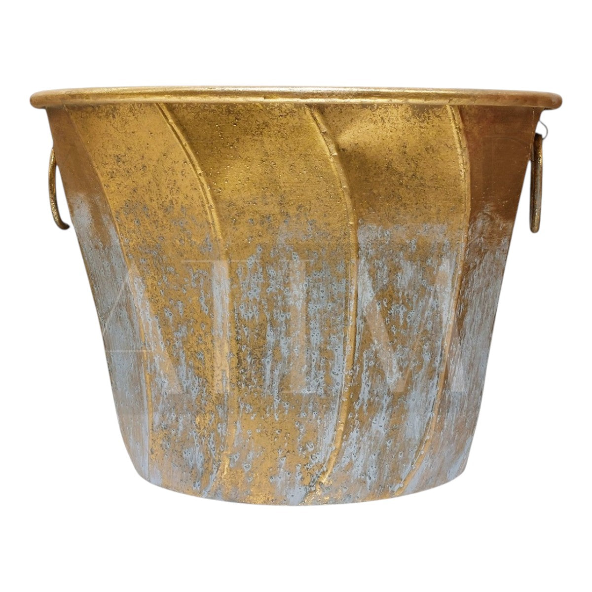 Maceta Metálica Dorada con Aros – 28