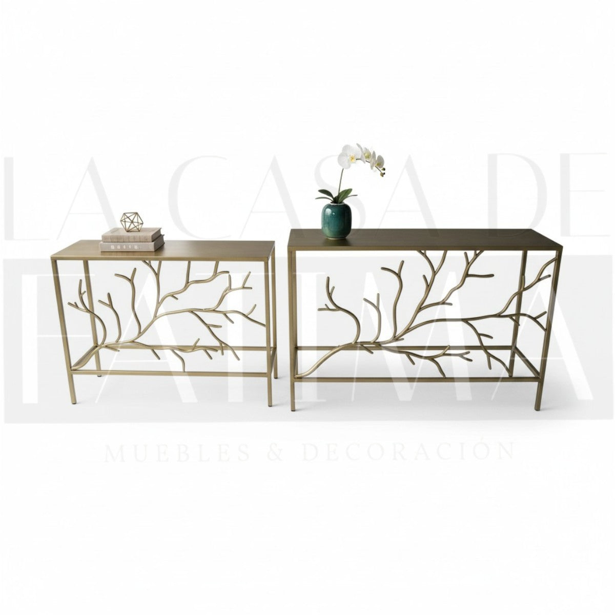 Set de 2 Arrimos Metálicos Dorados – Diseño Ramas