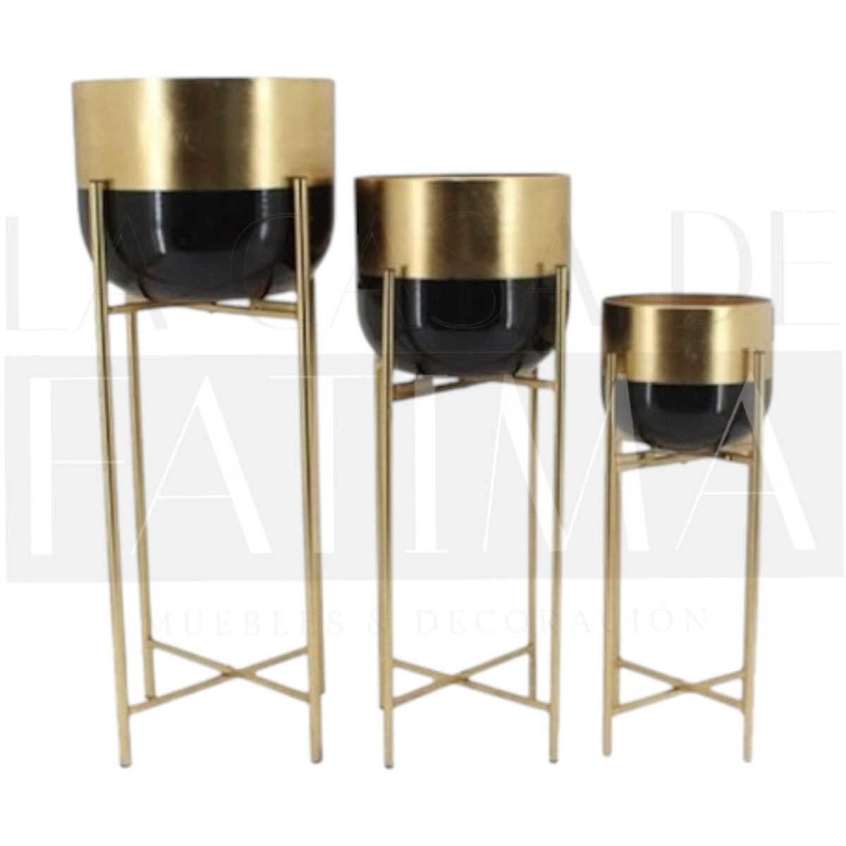Set de 3 Macetas Metálicas con Pedestal