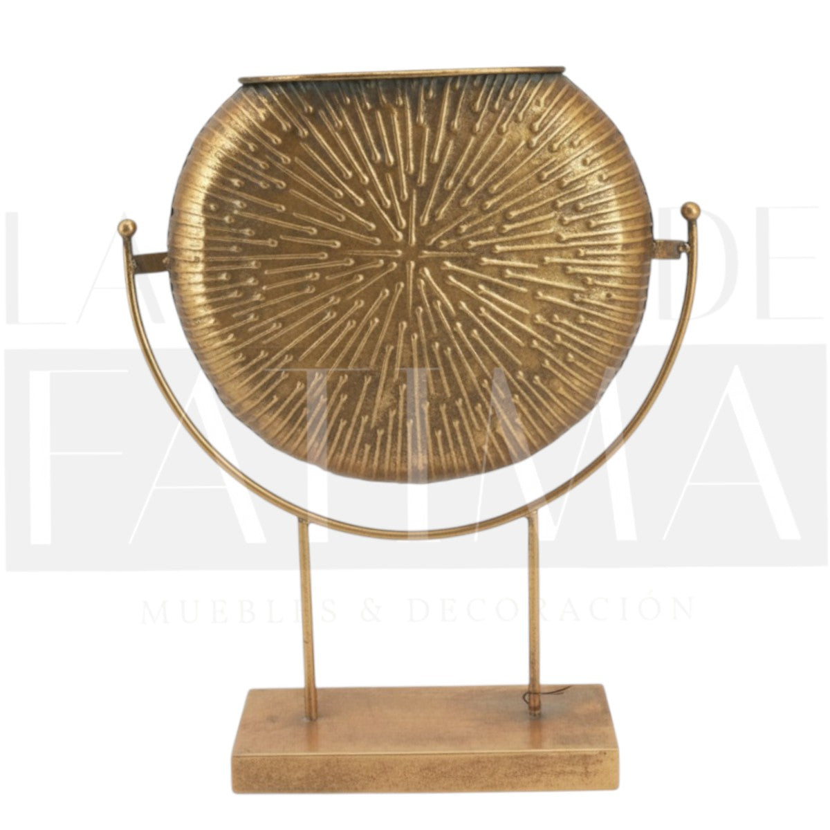 Vasija Decorativa en Soporte Dorado