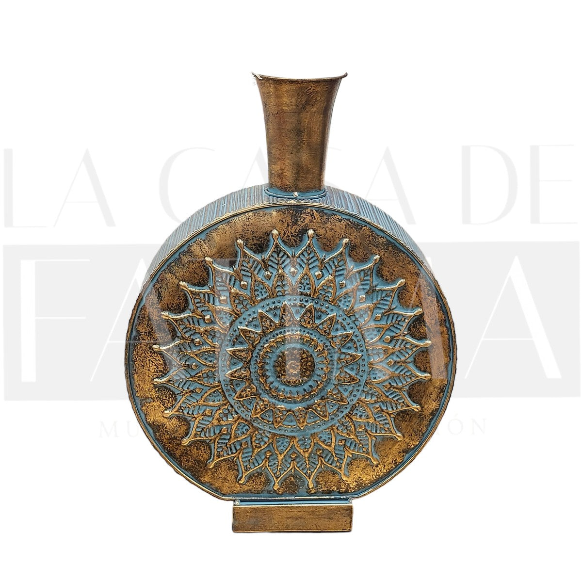 Vasija Decorativa Mandala Turquesa & Cobre