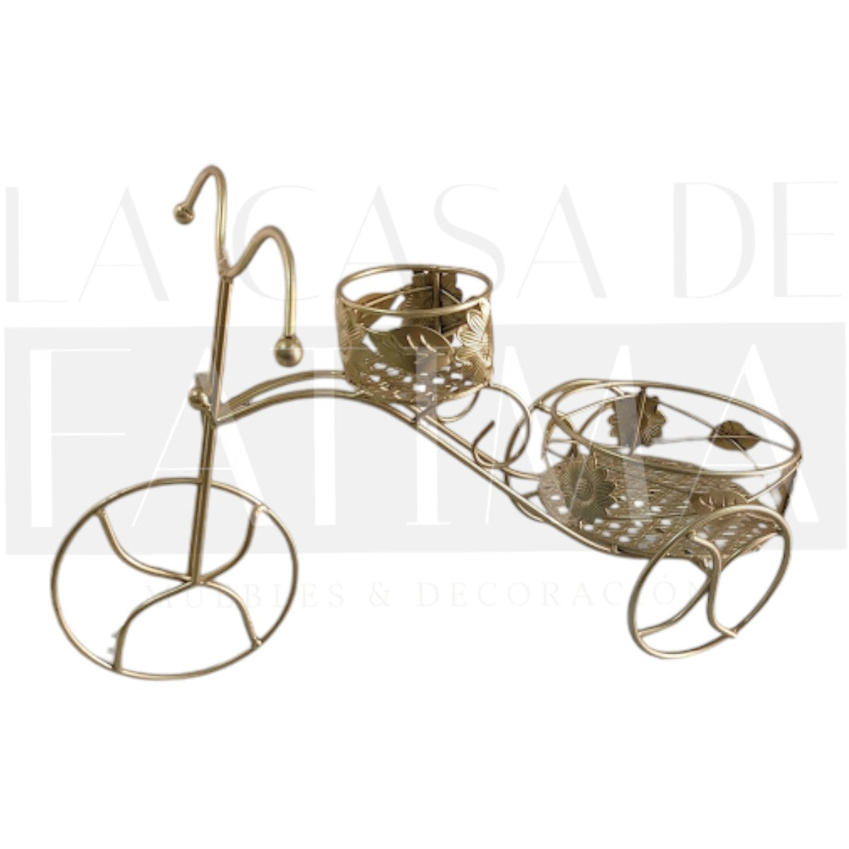 Porta Maceta Triciclo Dorado