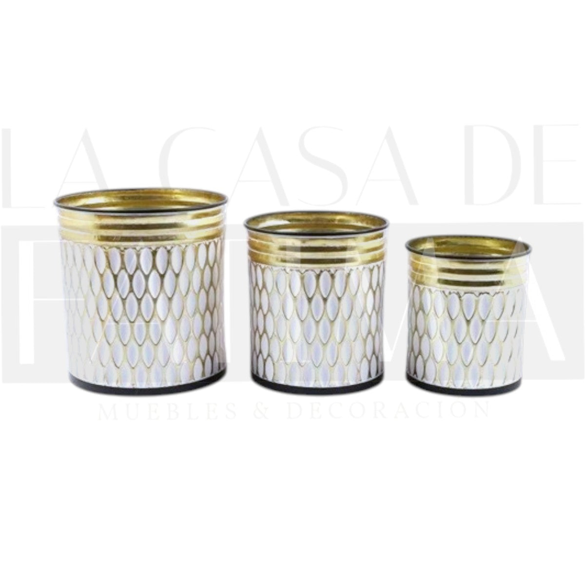 Set 3 Macetas Blancas Metálicas