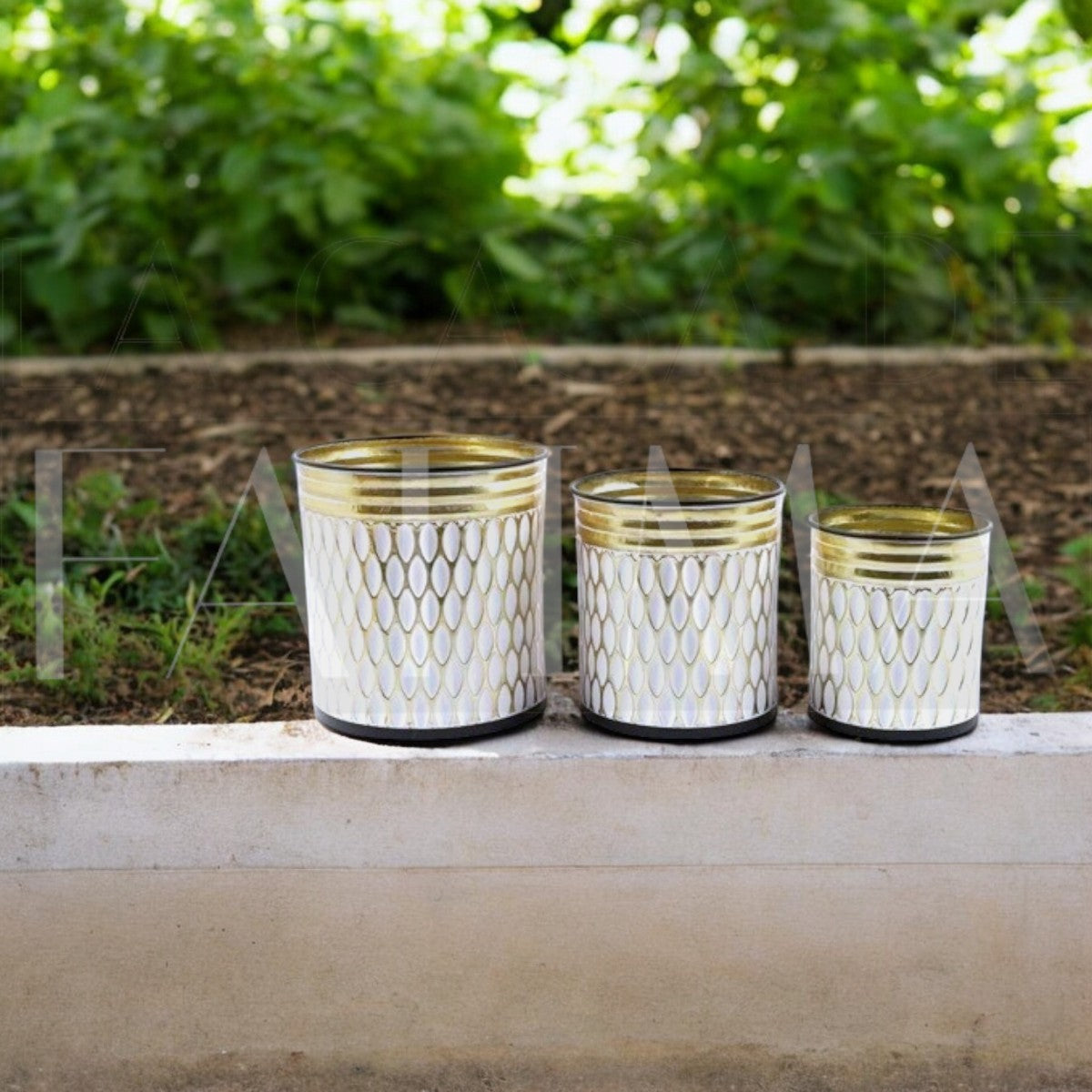 Set 3 Macetas Blancas Metálicas