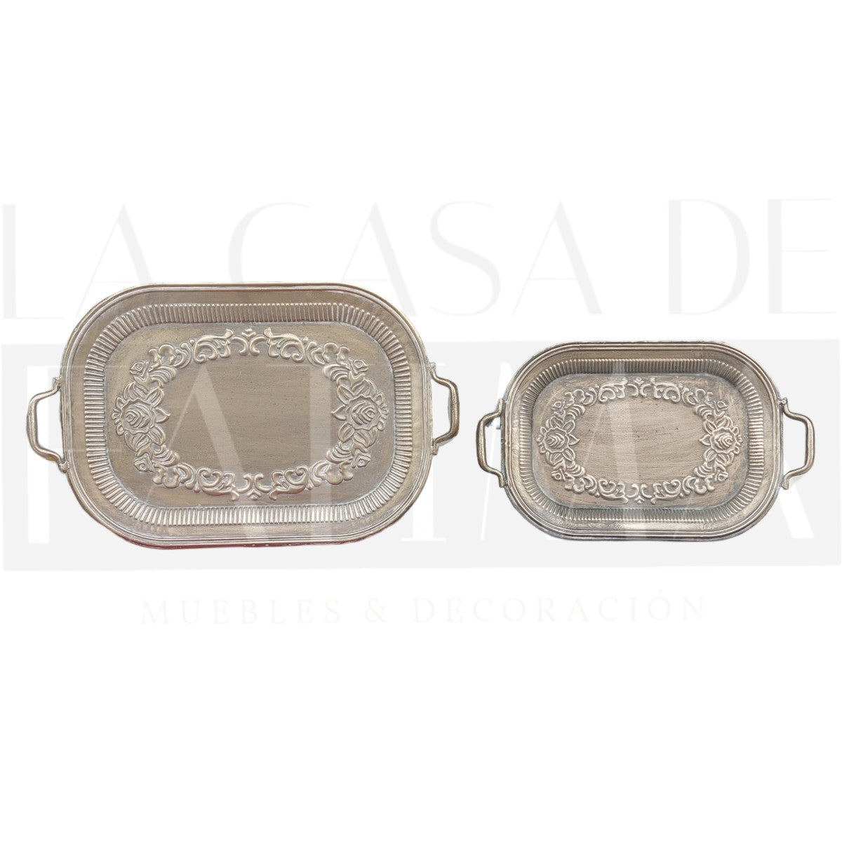 Set de 2 Bandejas Metálicas Rosas