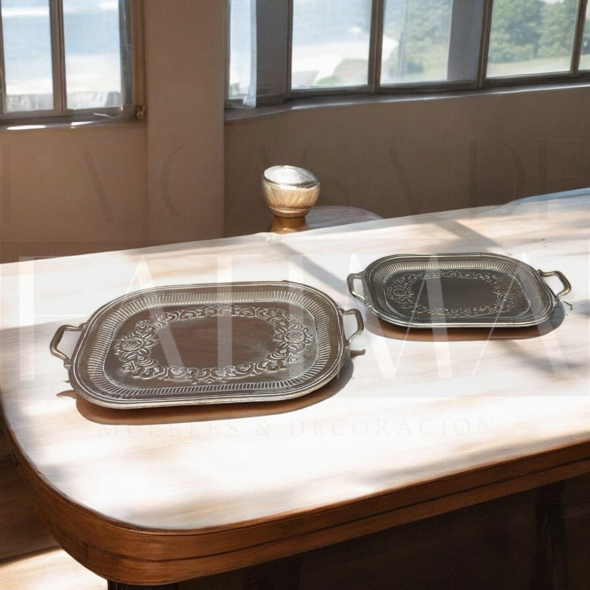 Set de 2 Bandejas Metálicas Rosas