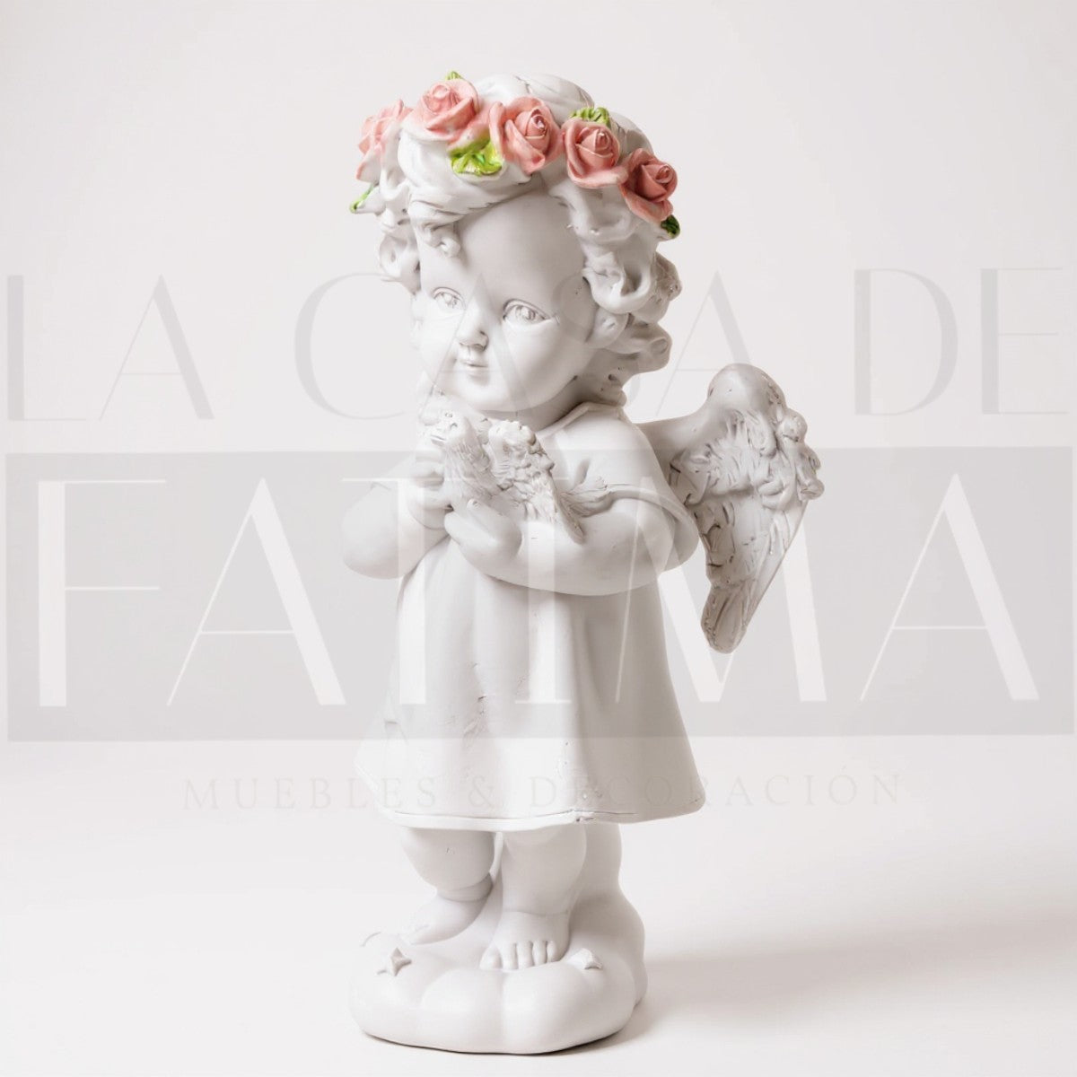 Figura Angelito con Corona de Rosas