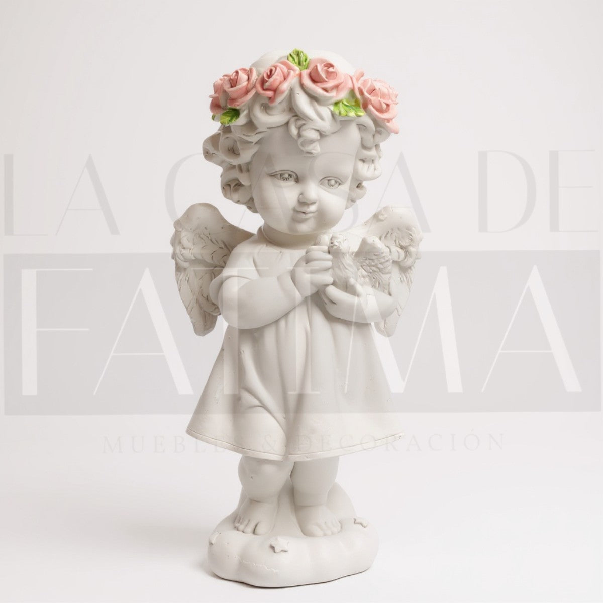 Figura Angelito con Corona de Rosas