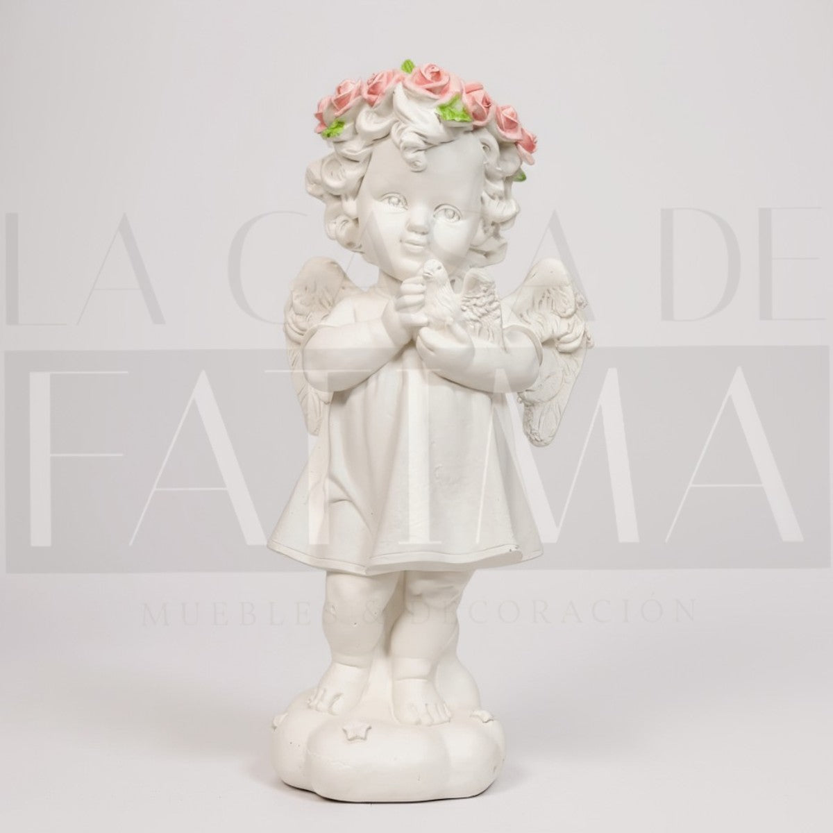Figura Angelito con Corona de Rosas
