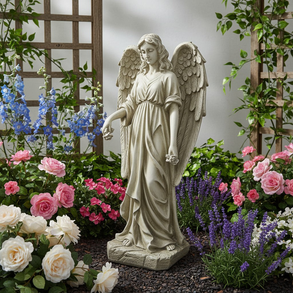 Figura Ángel Guardián con Rosas