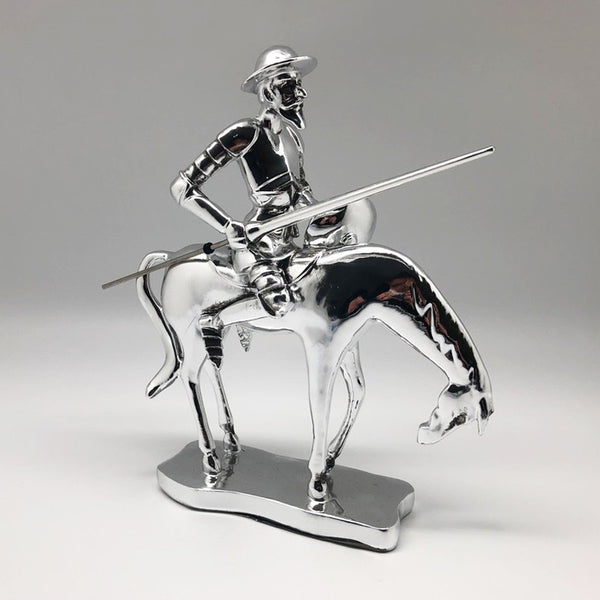 Figura Don Quijote a caballo Plateado