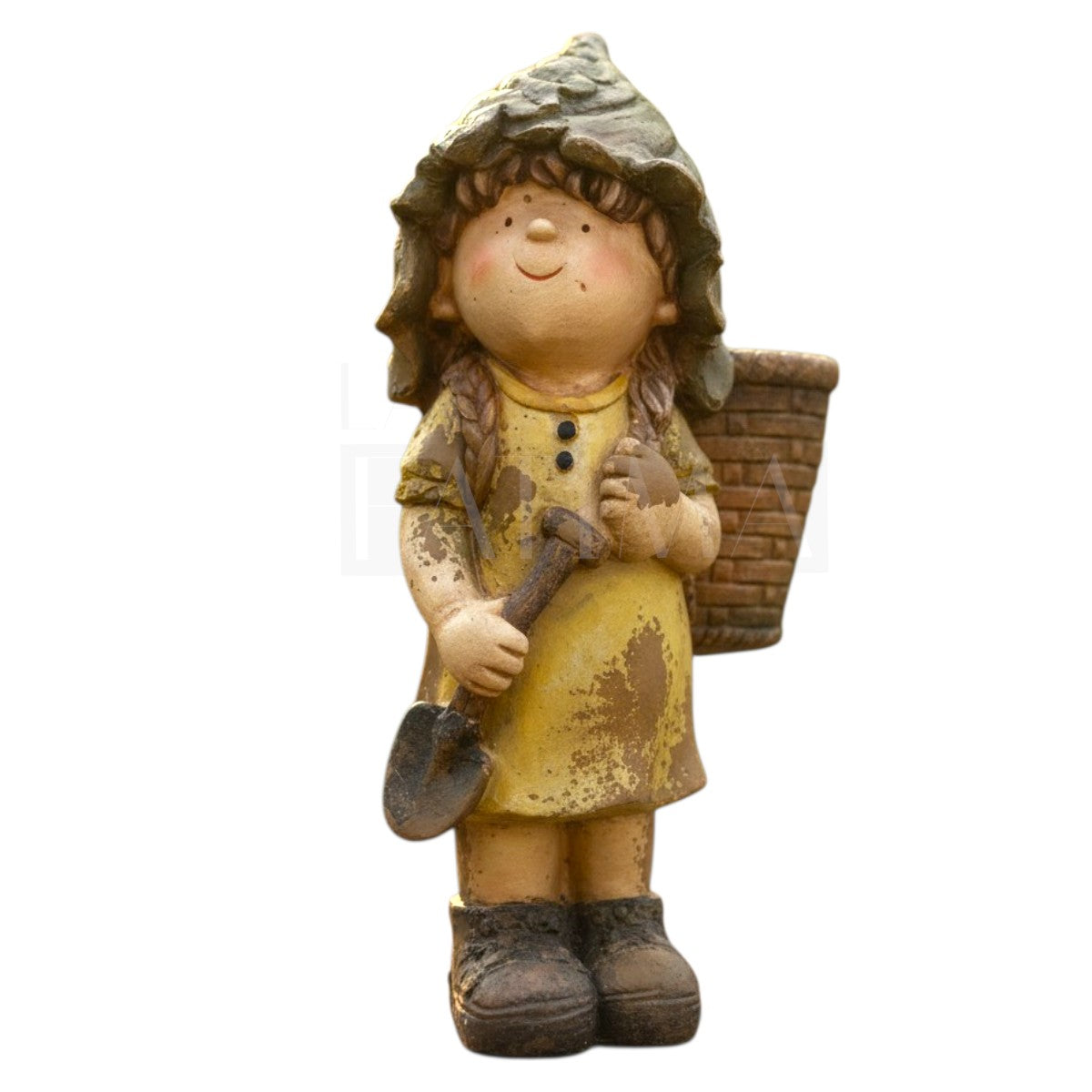 Maceta Niña Jardinera con Canasto Vintage de Poliresina 54 cm