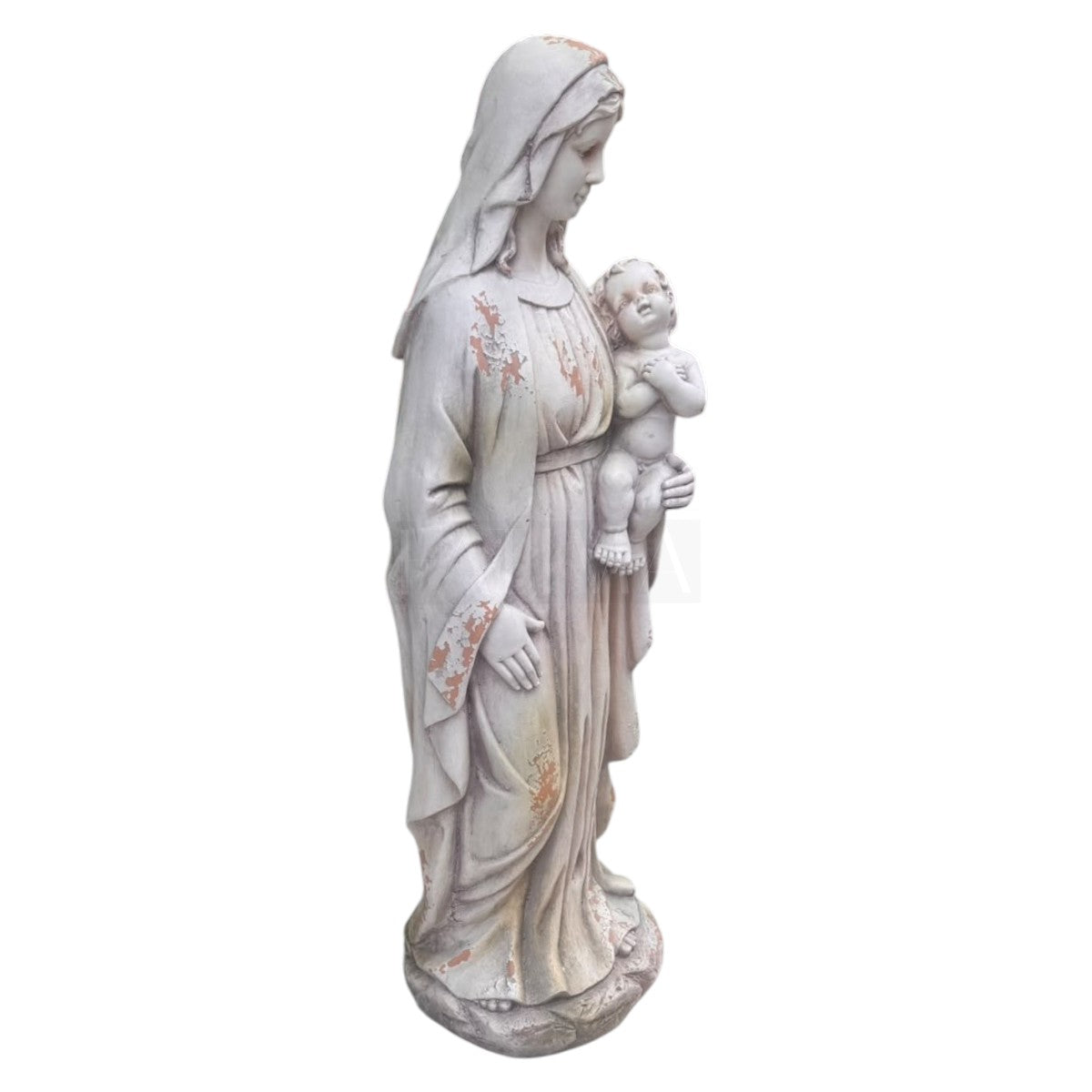 Figura Virgen María con Niño Jesús Vintage 94 cms.