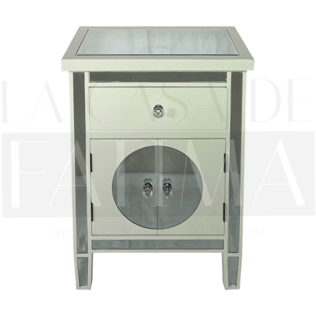 Velador Espejado 1 Cajón y 2 Puertas
