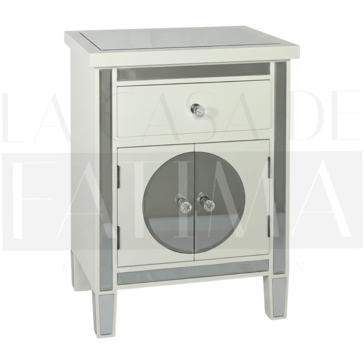 Velador Espejado 1 Cajón y 2 Puertas