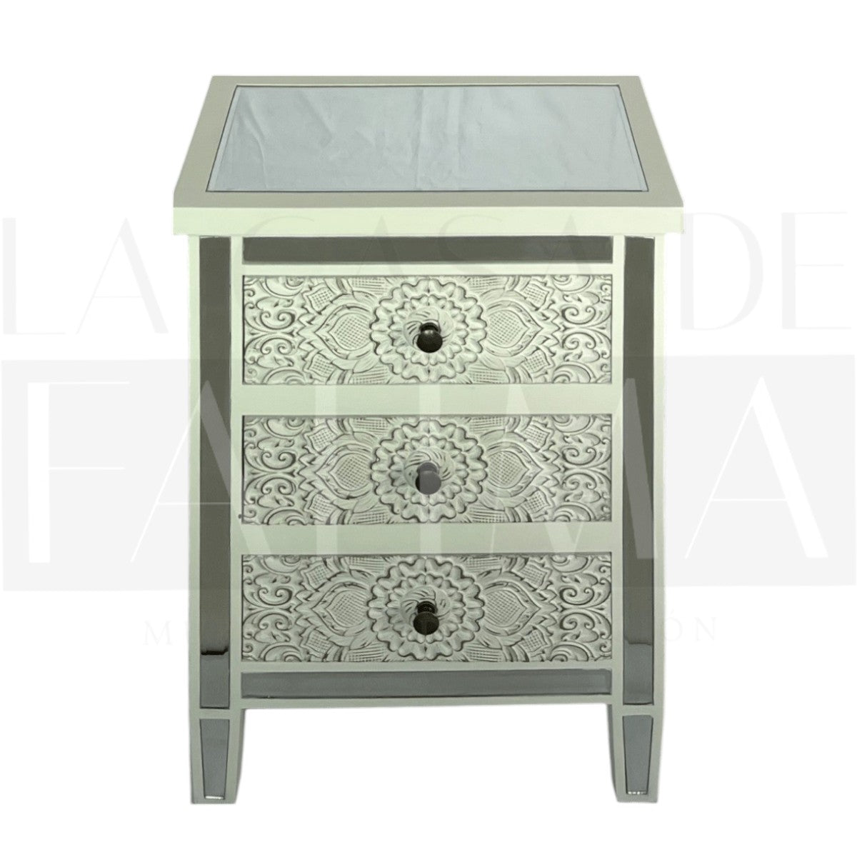 Velador Espejado 3 Cajones