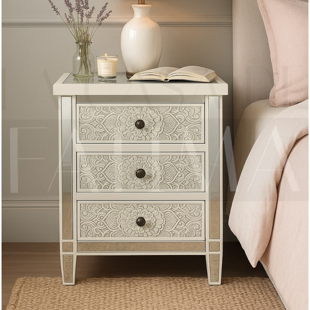 Velador Espejado 3 Cajones