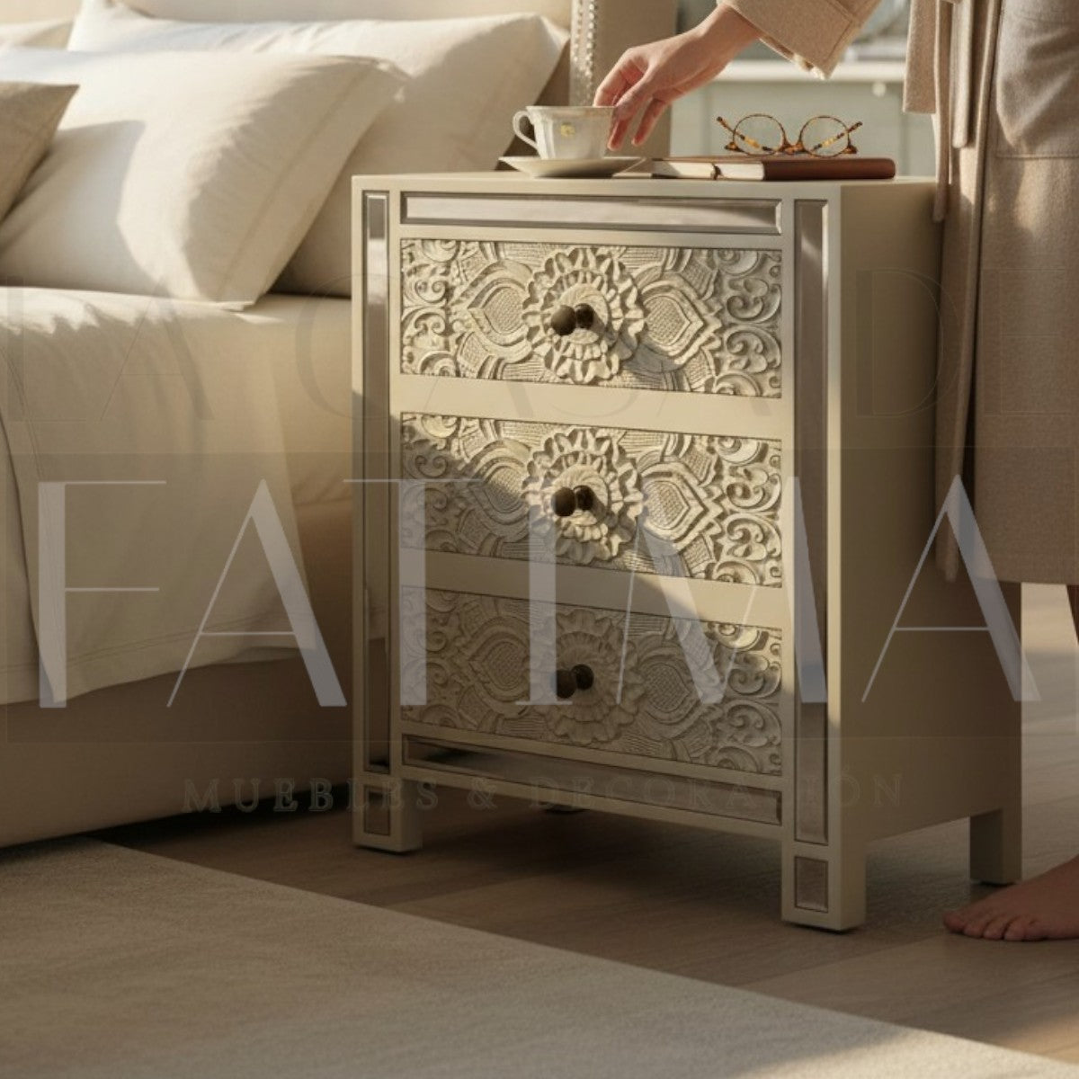 Velador Espejado 3 Cajones