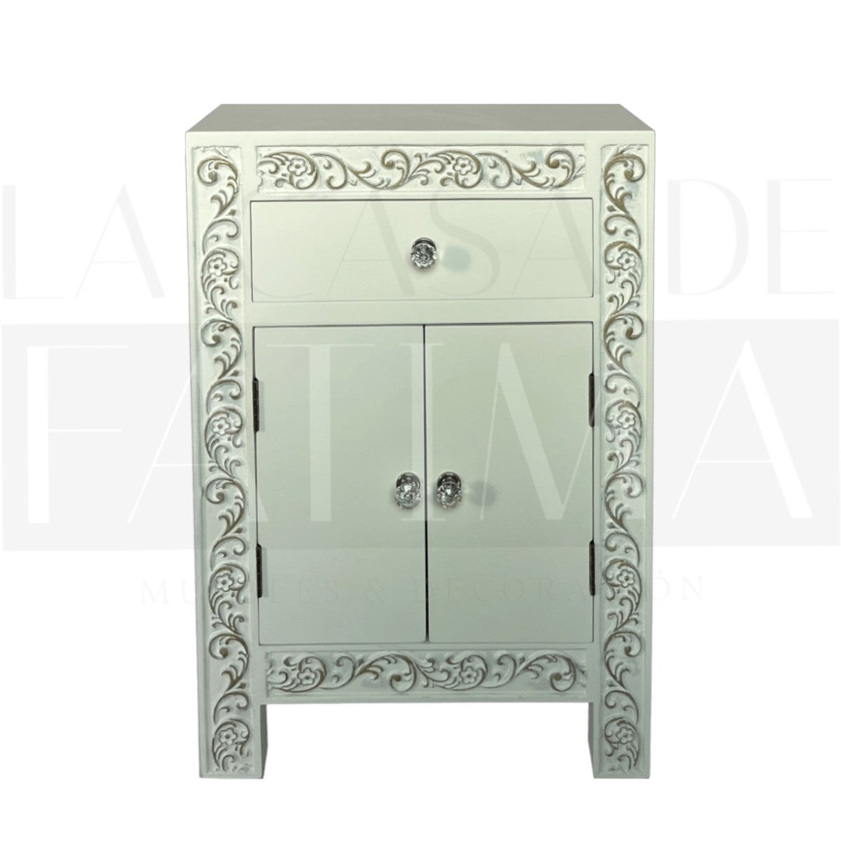 Velador Vintage Blanco Tallado