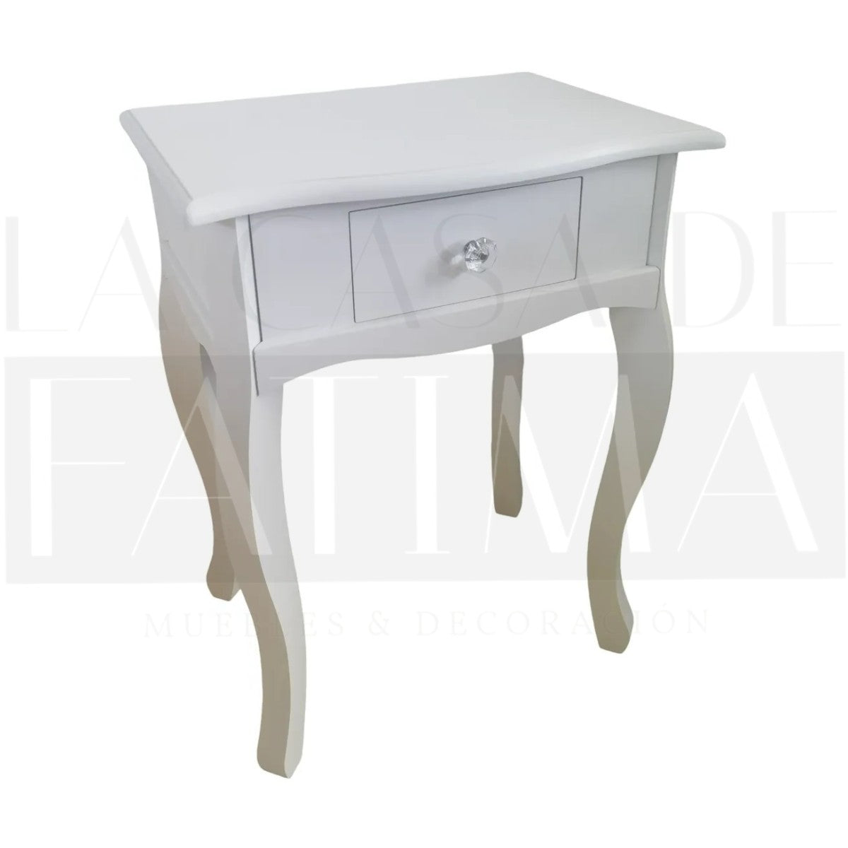Velador Blanco Vintage con Tirador Transparente