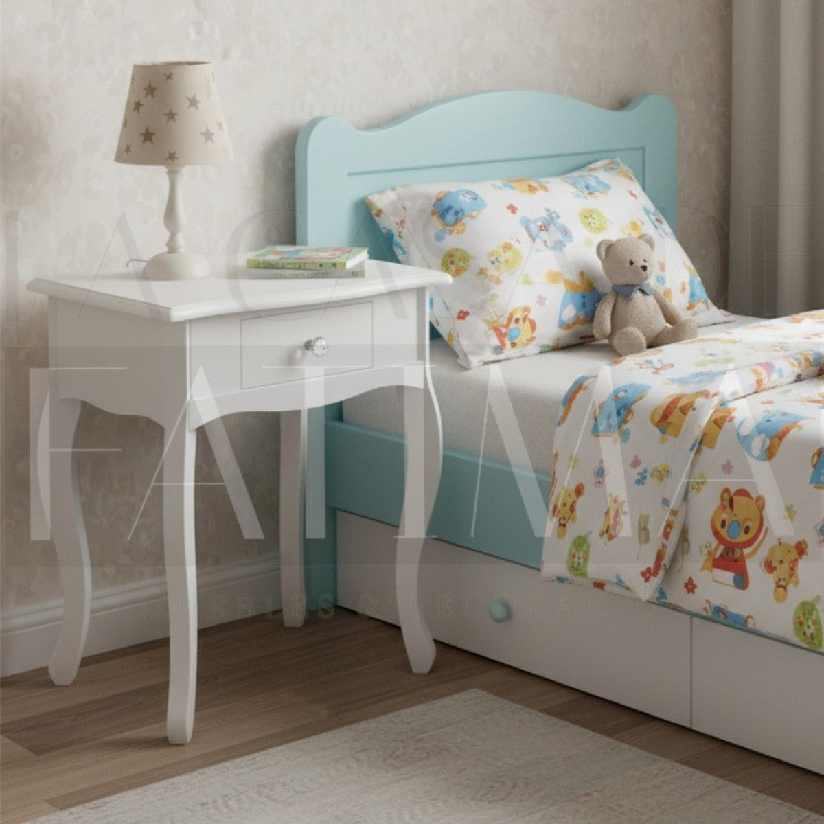 Velador Blanco Vintage con Tirador Transparente