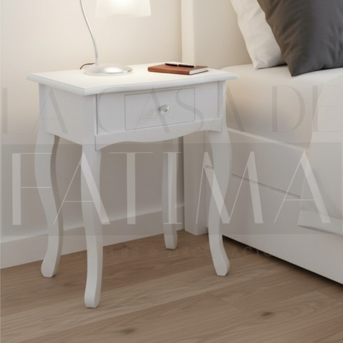 Velador Blanco Vintage con Tirador Transparente