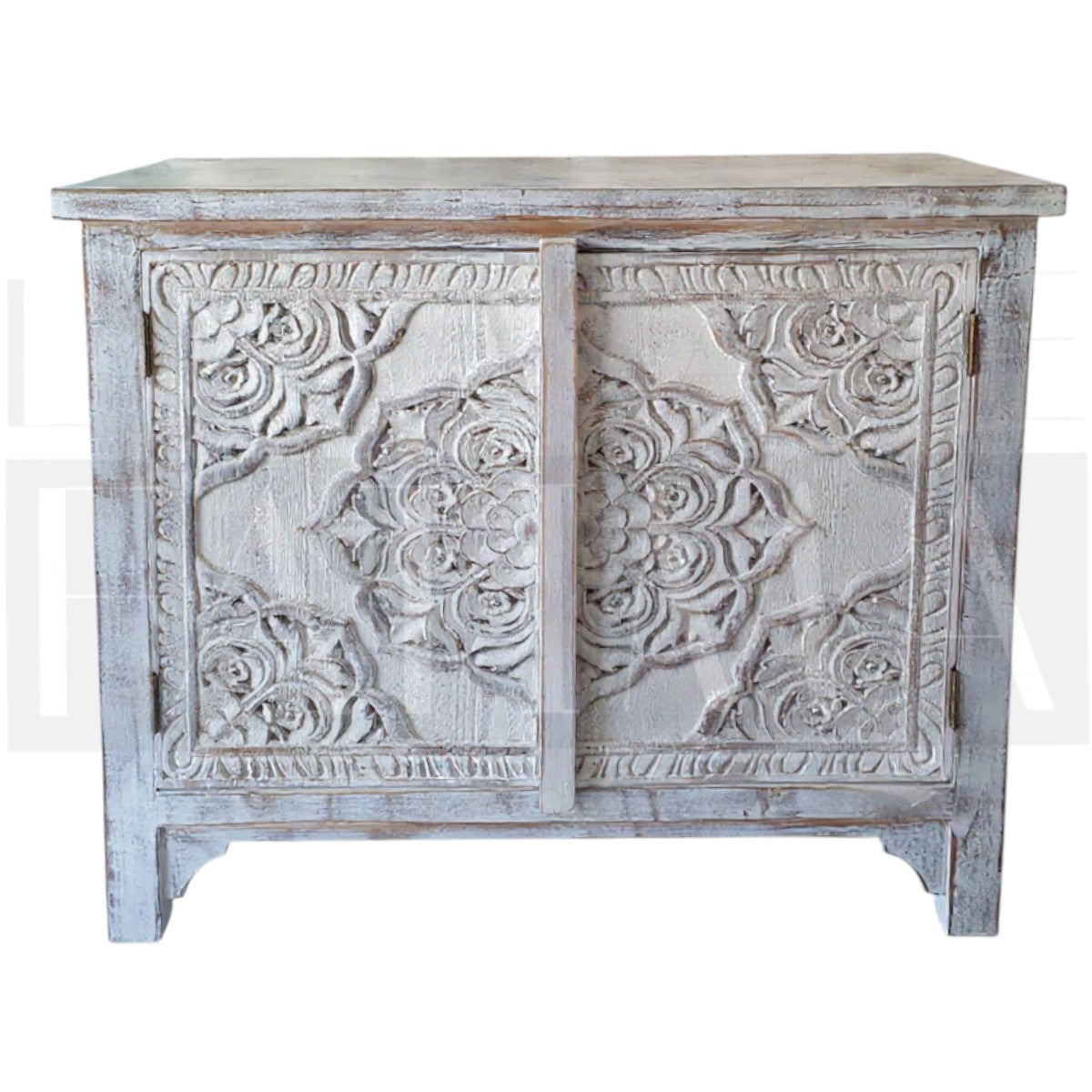 Buffet Mándala Tallado Blanco Decapado