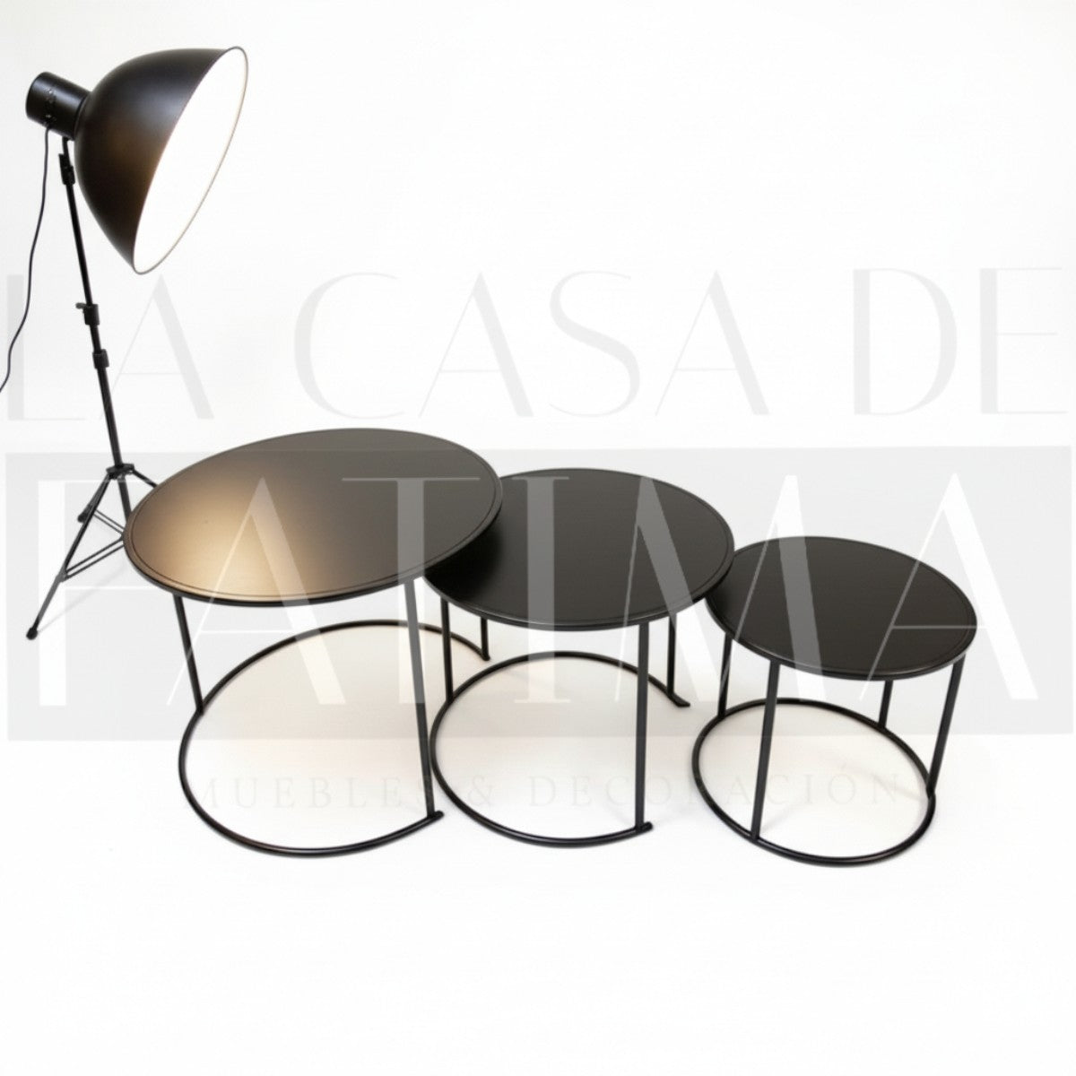Set De 3 Mesas Auxiliares Redondas Marco De Metal