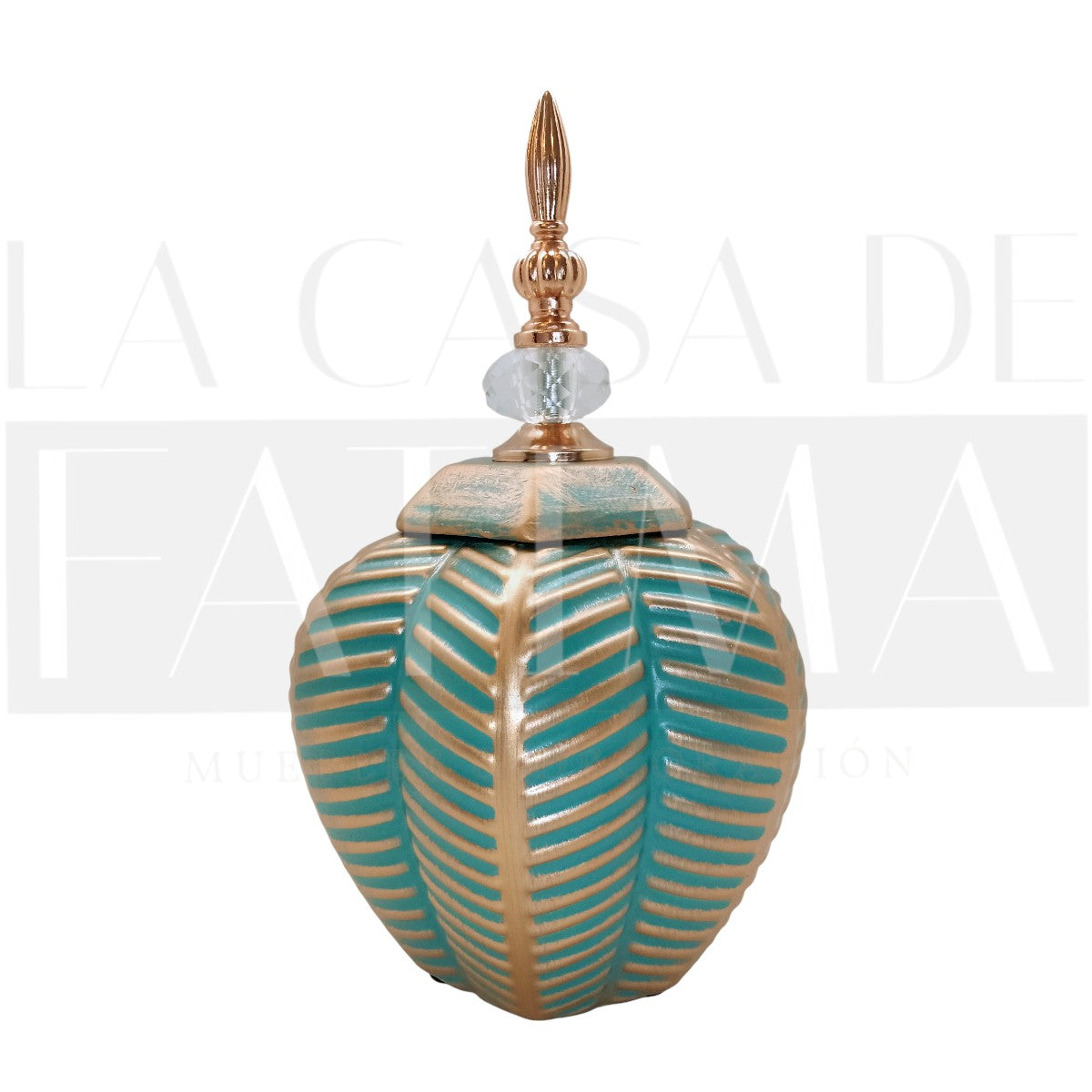 Jarrón Decorativo Verde Espiga 29 cms.