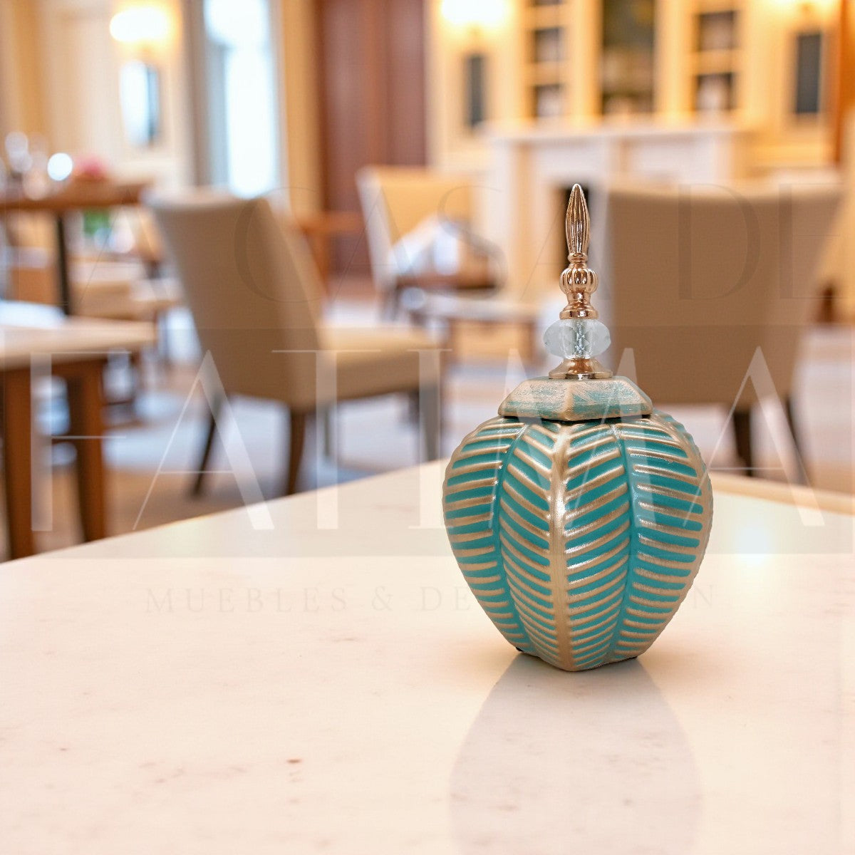 Jarrón Decorativo Verde Espiga 29 cms.