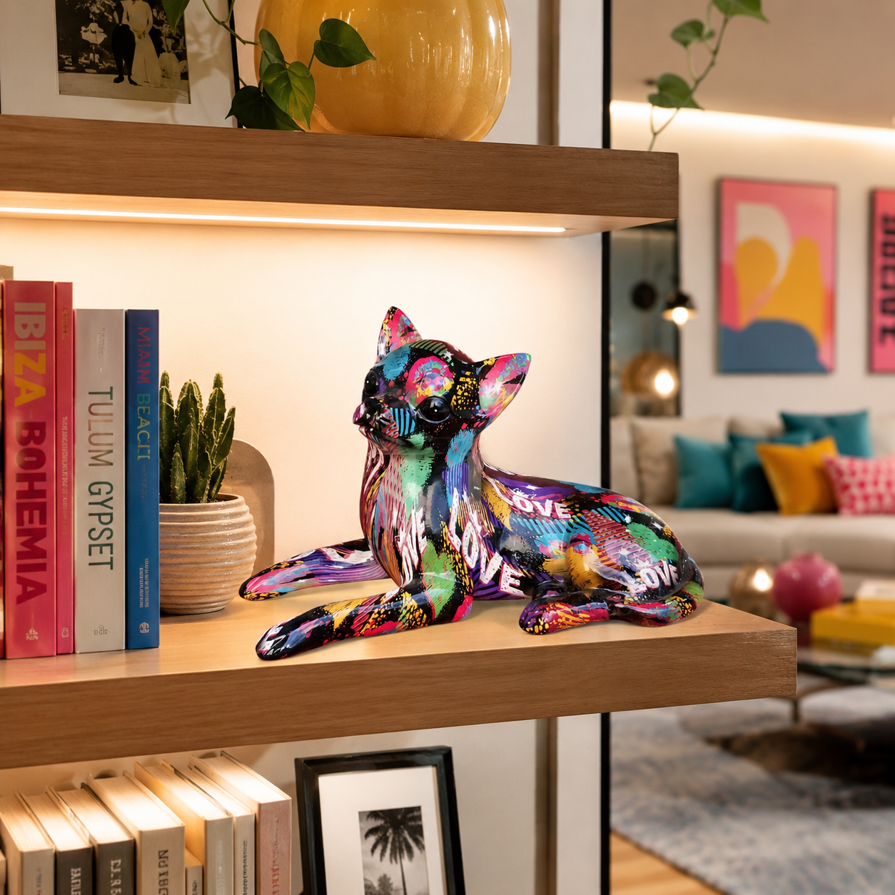Figura Decorativa Chihuahua Graffiti Pop Art