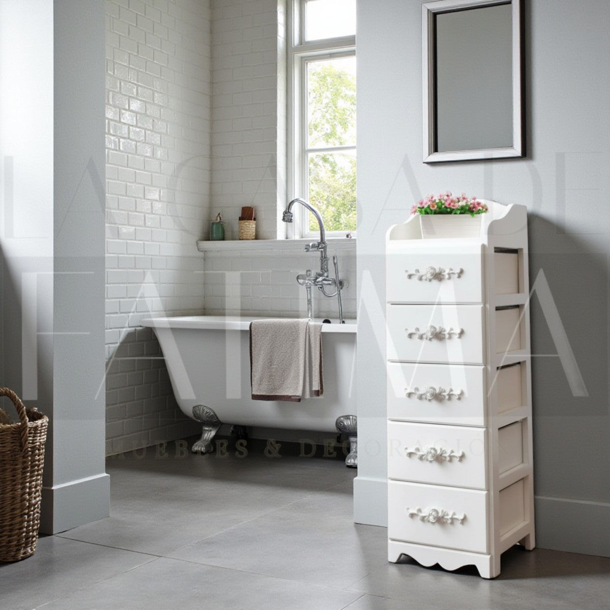 Cabinet 5 Cajones Tiradores de Flores