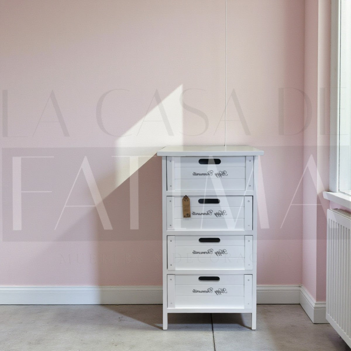 Velador Blanco Lacado 4 Cajones