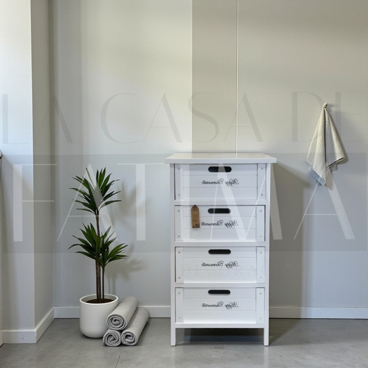 Velador Blanco Lacado 4 Cajones